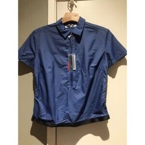 NWT PRADA short sleeve sporty shirt mesh back panel zipped seam 3/4 zipper sz M